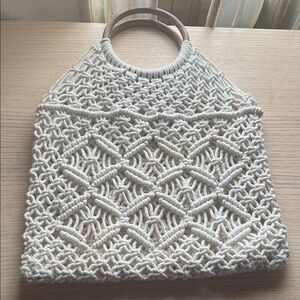 Elegant Cream Macramé Tote Bag